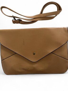 New Tan leather like envelope clutch or crossbody bag with flap closure